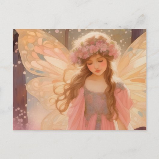 Schattig roze fee fantasy schilderij briefkaart (Voorkant)