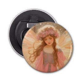 Schattig roze fee fantasy schilderij button flesopener