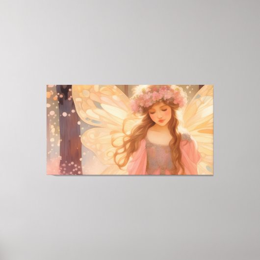 Schattig roze fee fantasy schilderij canvas afdruk (Voorkant)