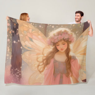 Schattig roze fee fantasy schilderij fleece deken