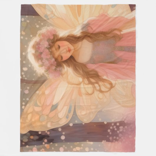Schattig roze fee fantasy schilderij fleece deken (Voorkant)