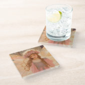 Schattig roze fee fantasy schilderij glazen onderzetter (Schuin)