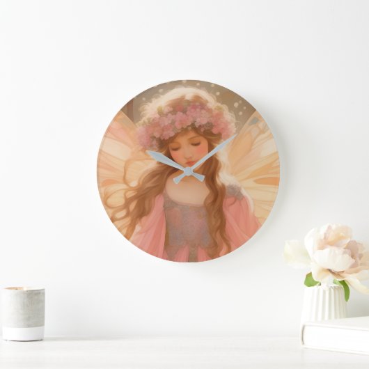 Schattig roze fee fantasy schilderij grote klok (Huis)