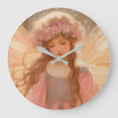 Schattig roze fee fantasy schilderij grote klok (Voorkant)