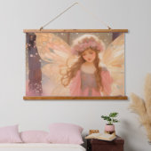 Schattig roze fee fantasy schilderij hangend wandkleed (Slaapkamer)