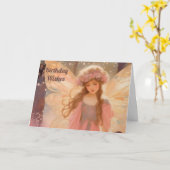 Schattig roze fee fantasy schilderij kaart (Gele Bloem)