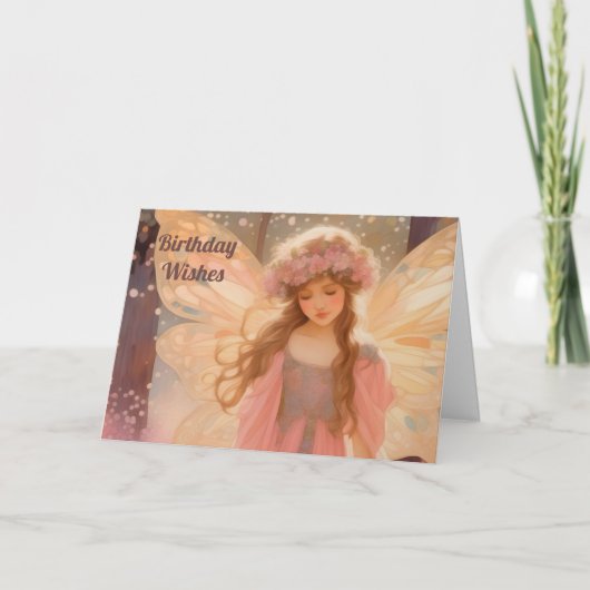 Schattig roze fee fantasy schilderij kaart (Voorkant)