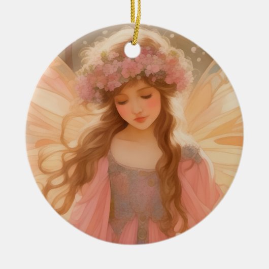 Schattig roze fee fantasy schilderij keramisch ornament (Voorkant)
