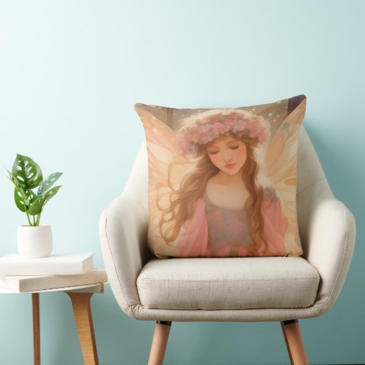 Schattig roze fee fantasy schilderij kussen (Stoel)
