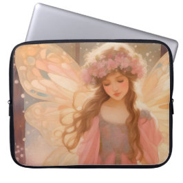 Schattig roze fee fantasy schilderij laptop sleeve