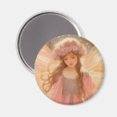 Schattig roze fee fantasy schilderij magneet (Voorkant / Achterkant)