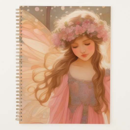Schattig roze fee fantasy schilderij planner (Voorkant)