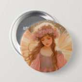 Schattig roze fee fantasy schilderij ronde button 7,6 cm (Voorkant /achterkant)