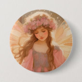 Schattig roze fee fantasy schilderij ronde button 7,6 cm (Voorkant)