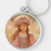 Schattig roze fee fantasy schilderij sleutelhanger (Voorkant)
