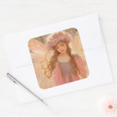 Schattig roze fee fantasy schilderij vierkante sticker (Envelop)