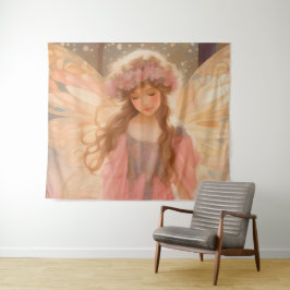 Schattig roze fee fantasy schilderij wandkleed