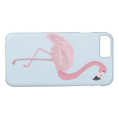 Schattig Roze Flamingo, Blauw - Gepersonaliseerd Case-Mate iPhone Case (Achterkant (Horizontaal))