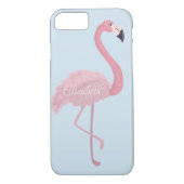 Schattig Roze Flamingo, Blauw - Gepersonaliseerd Case-Mate iPhone Case (Achterkant)