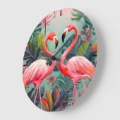 Schattig roze flamingo grote ronde acryl klok (Hoek)