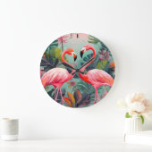 Schattig roze flamingo grote ronde acryl klok (Huis)