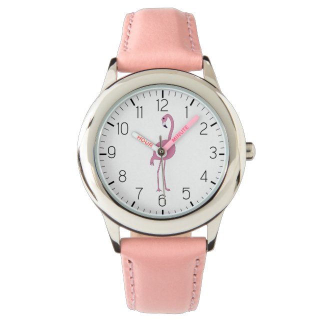 schattig roze flamingo meisje's horloge (Voorkant)