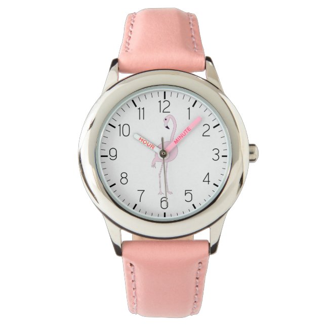 schattig roze flamingo meisje's horloge (Voorkant)