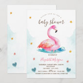 Schattig roze flamingo sterren harten Baby shower Kaart (Voorkant / Achterkant)