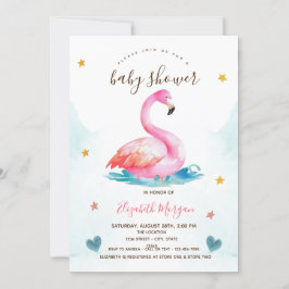 Schattig roze flamingo sterren harten Baby shower Kaart
