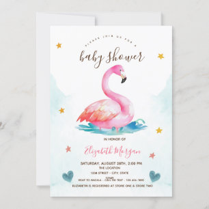 Schattig roze flamingo sterren harten Baby shower Kaart