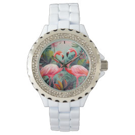 Schattig roze flamingo strass dameshorloge horloge