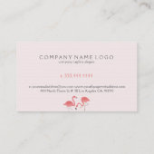 Schattig roze flamingo & strepen visitekaartje (Achterkant)