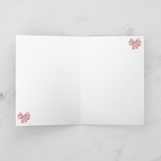 Schattig Roze Flamingo, Tiara, Lace, Bow Kaart (Binnen)