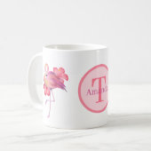 schattig roze flamingo voegt monogram koffie Mok t (Voorkant links)