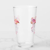 schattig roze flamingo voegt naam strand Glass toe Glas (Links)