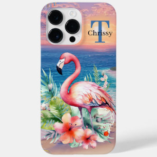 schattig roze flamingo voegt naam toe Case-Mate iPhone 14 pro max hoesje