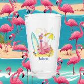 schattig roze flamingo voegt naam toe glas