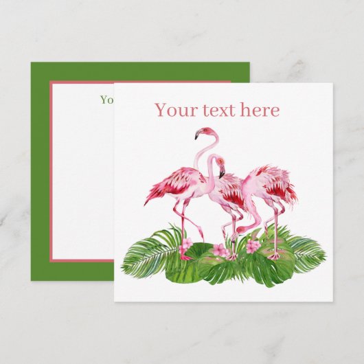 schattig roze flamingo voegt tekst toe notitiekaartje (Voorkant / Achterkant)