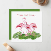 schattig roze flamingo voegt tekst toe notitiekaartje (Voorkant / Achterkant in situ)