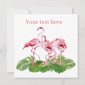 schattig roze flamingo voegt tekst toe notitiekaartje (Voorkant)