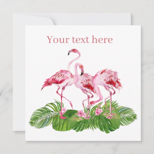 schattig roze flamingo voegt tekst toe notitiekaartje (Voorkant)