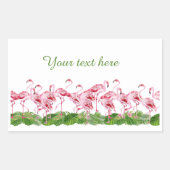 schattig roze flamingo voegt tekst toe rechthoekige sticker (Voorkant)