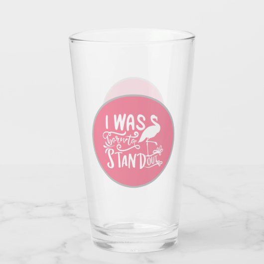 schattig roze flamingo woord glas (Achterkant)