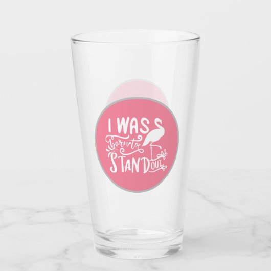 schattig roze flamingo woord glas (Voorkant)