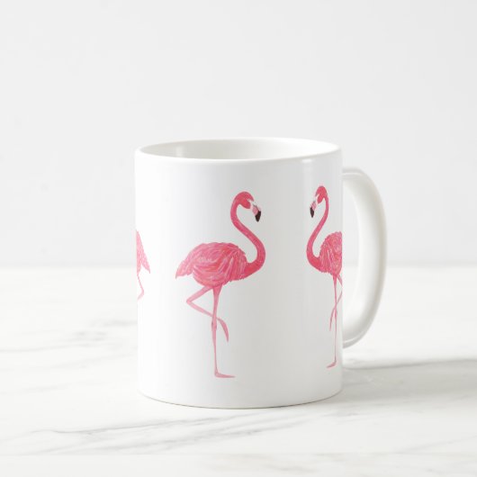 Schattig roze Flamingo's Illustratie Koffiemok (Voorkant rechts)
