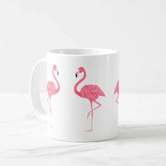 Schattig roze Flamingo's Illustratie Koffiemok (Voorkant links)