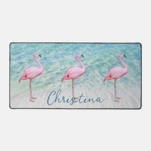 Schattig roze flamingo's tropisch strand  bureaumat