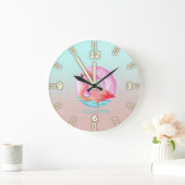 Schattig roze flamingo's zwembadvlotter grote klok (Huis)