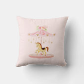 Schattig roze floral baby Carrousel Baby Geboorte  Kussen (Achterkant)