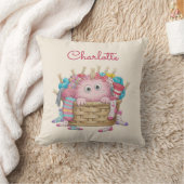 Schattig Roze Fluffy Sock Monster Kinderen Ontwerp Kussen (Deken)